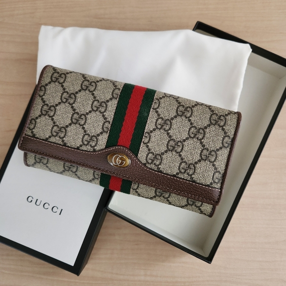 Gucci GG Supreme Monogram Web Ophidia Wallet With Chain - Picture 2 of 6